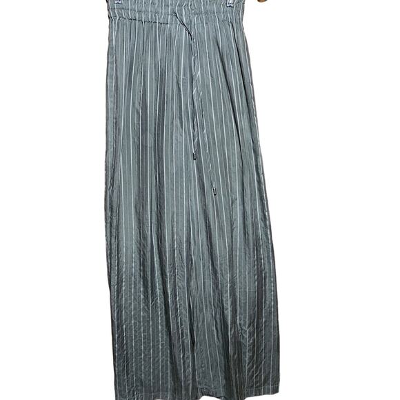 Green and White Striped Wide Leg Pants Size Small - Picture 1 of 4